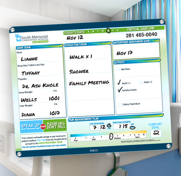 custom whiteboard in glass board interchangeable style for critical care unit