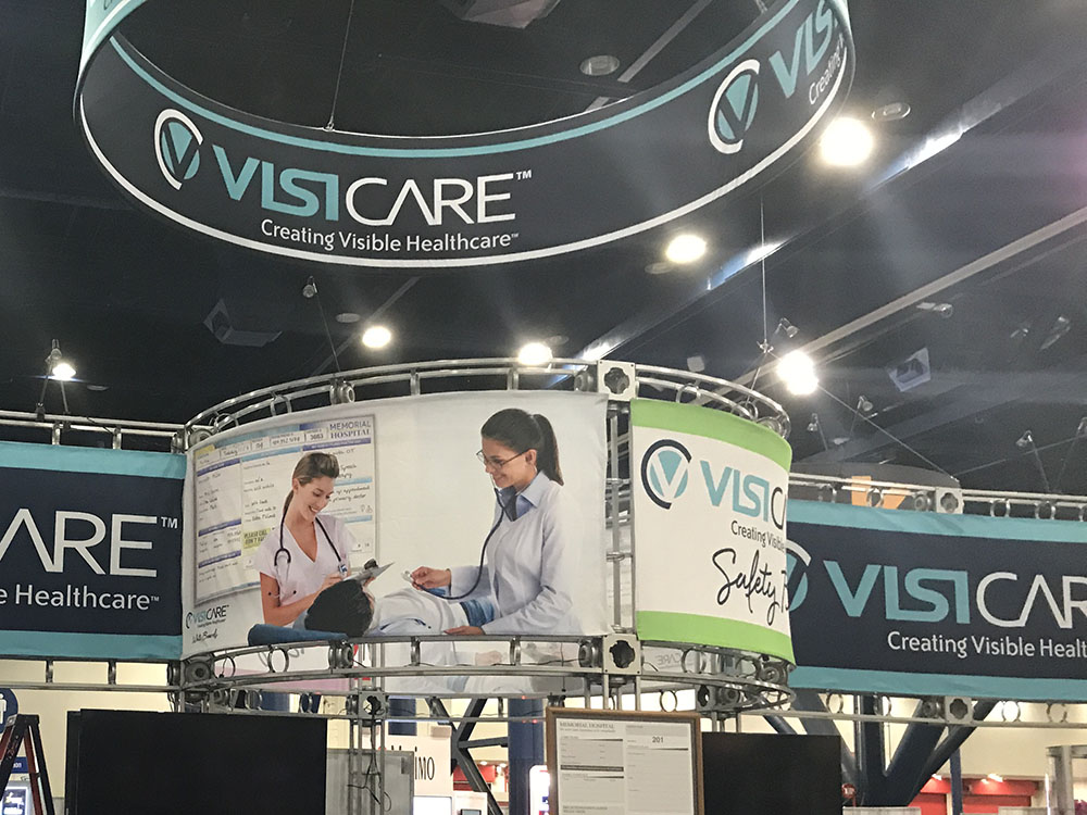 VisiCare Custom White Board Conference Booth overhead displays