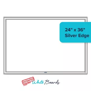 VisiCare™ White Board 24"x36" Edge Silver, Insert White (Blank)