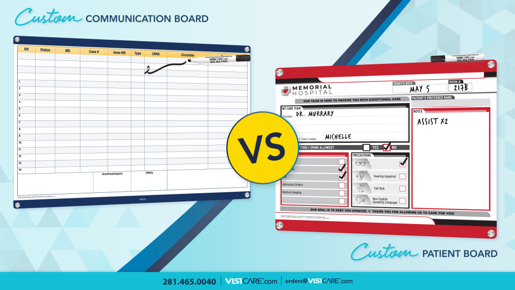 Nurse Unit Communication Board and Custom Patient Dry Erase Board