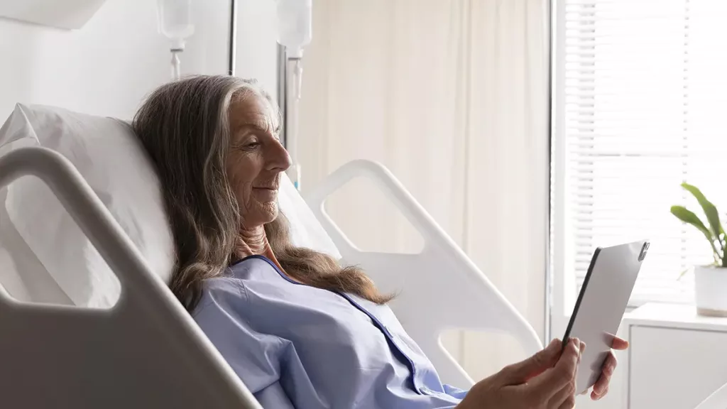 Patient with hospital tablet