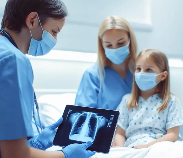 nurse educates a patient and caregiver on care plan