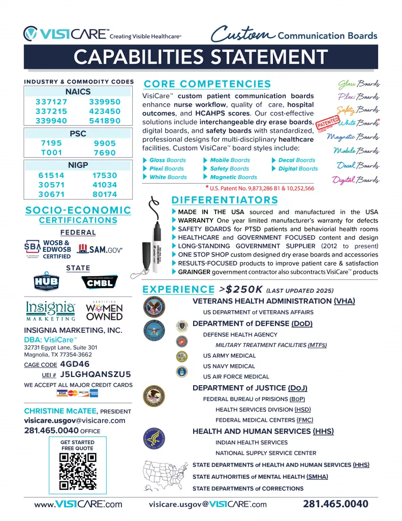Call 281-465-0040 for more information about VisiCare Capabilities for Government Contracts