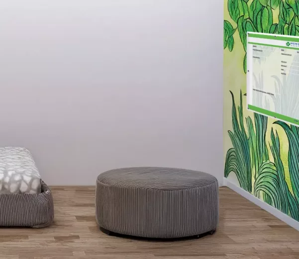 Mental health facility private room with custom VisiCare Saftey Board for behavioral health