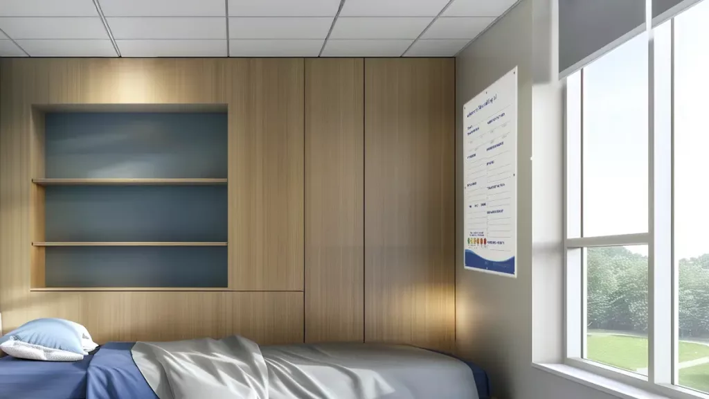 Mental Health facility with private rooms featuring custom VisiCare Safety Behavioral health patient boards