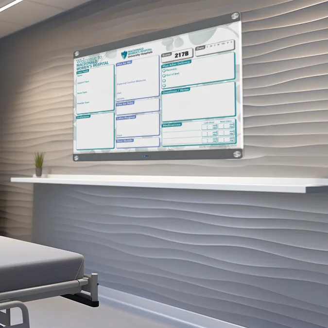 Hospital Patient room with best Patient Boards in VisiCare Interchangeable Board Style