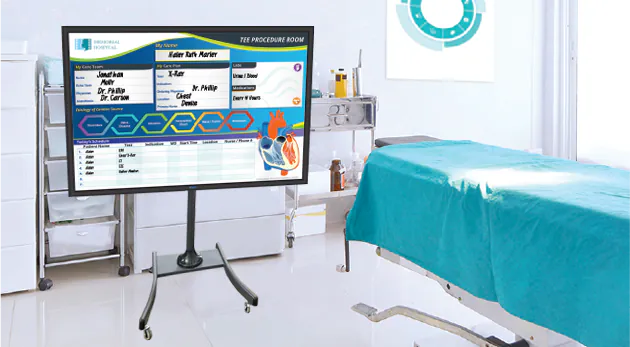 Custom VisiCare Mobile Board as rolling whiteboard for patient room