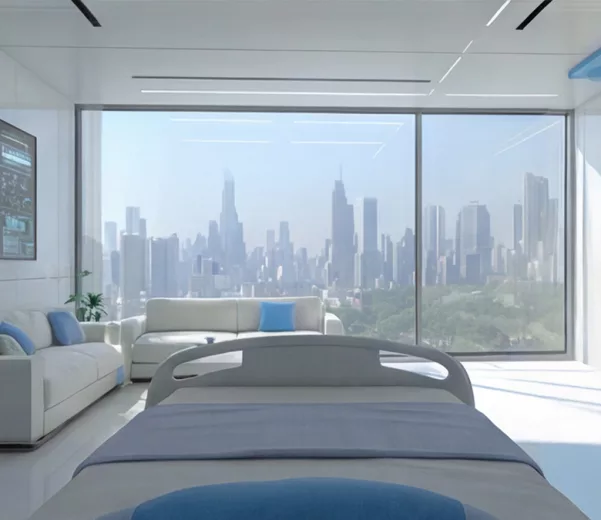 Digital board in futuristic patient room imagined