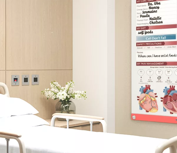 Patient room with custom VisiCare Glass Board
